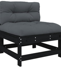 7-tlg. Garten-Lounge-Set mit Kissen Schwarz Massivholz