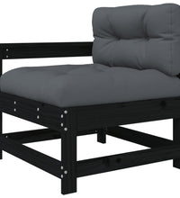 7-tlg. Garten-Lounge-Set mit Kissen Schwarz Massivholz