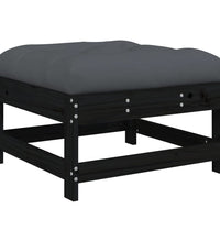 7-tlg. Garten-Lounge-Set mit Kissen Schwarz Massivholz