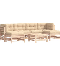 7-tlg. Garten-Lounge-Set mit Kissen Massivholz
