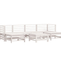 7-tlg. Garten-Lounge-Set mit Kissen Weiß Massivholz