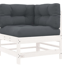 7-tlg. Garten-Lounge-Set mit Kissen Weiß Massivholz