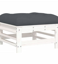 7-tlg. Garten-Lounge-Set mit Kissen Weiß Massivholz