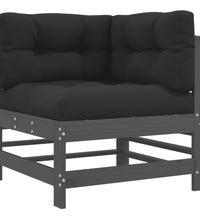 7-tlg. Garten-Lounge-Set mit Kissen Grau Massivholz