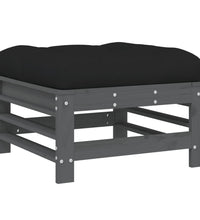 7-tlg. Garten-Lounge-Set mit Kissen Grau Massivholz