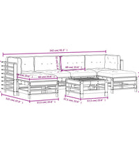 7-tlg. Garten-Lounge-Set mit Kissen Grau Massivholz