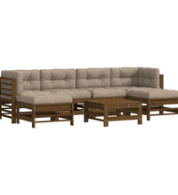 7-tlg. Garten-Lounge-Set mit Kissen Honigbraun Massivholz
