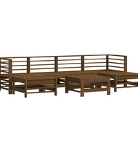 7-tlg. Garten-Lounge-Set mit Kissen Honigbraun Massivholz