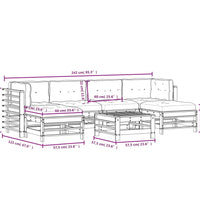 7-tlg. Garten-Lounge-Set mit Kissen Honigbraun Massivholz