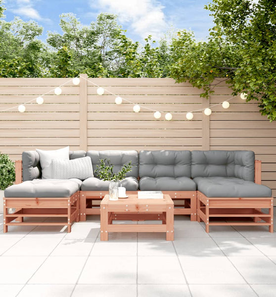 7-tlg. Garten-Lounge-Set mit Kissen Massivholz Douglasie