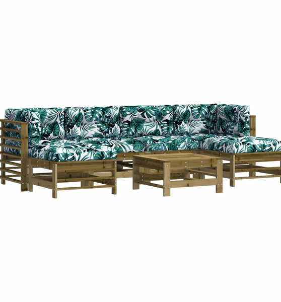 7-tlg. Garten-Lounge-Set mit Kissen Imprägniertes Kiefernholz