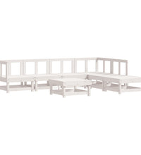 7-tlg. Garten-Lounge-Set mit Kissen Weiß Massivholz