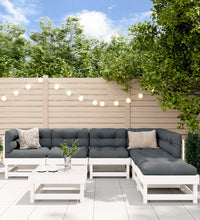7-tlg. Garten-Lounge-Set mit Kissen Weiß Massivholz