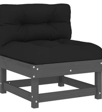 7-tlg. Garten-Lounge-Set mit Kissen Grau Massivholz