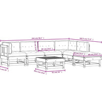 7-tlg. Garten-Lounge-Set mit Kissen Grau Massivholz