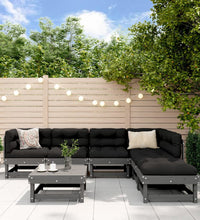 7-tlg. Garten-Lounge-Set mit Kissen Grau Massivholz
