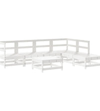 7-tlg. Garten-Lounge-Set mit Kissen Weiß Massivholz