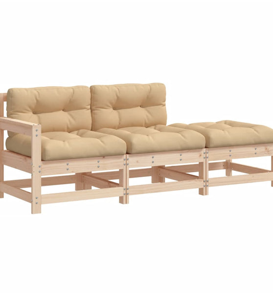7-tlg. Garten-Lounge-Set mit Kissen Massivholz