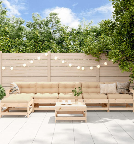 7-tlg. Garten-Lounge-Set mit Kissen Massivholz