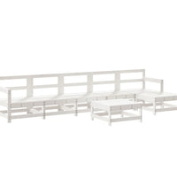 7-tlg. Garten-Lounge-Set mit Kissen Weiß Massivholz