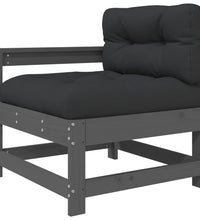 7-tlg. Garten-Lounge-Set mit Kissen Grau Massivholz