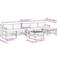 7-tlg. Garten-Lounge-Set mit Kissen Grau Massivholz