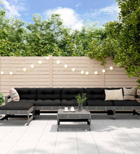 7-tlg. Garten-Lounge-Set mit Kissen Grau Massivholz