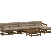 7-tlg. Garten-Lounge-Set mit Kissen Honigbraun Massivholz