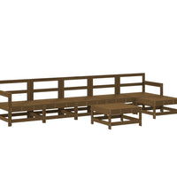 7-tlg. Garten-Lounge-Set mit Kissen Honigbraun Massivholz