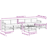 7-tlg. Garten-Lounge-Set mit Kissen Honigbraun Massivholz