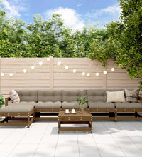 7-tlg. Garten-Lounge-Set mit Kissen Honigbraun Massivholz