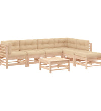 7-tlg. Garten-Lounge-Set mit Kissen Massivholz