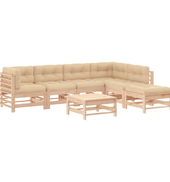 7-tlg. Garten-Lounge-Set mit Kissen Massivholz