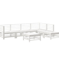 7-tlg. Garten-Lounge-Set mit Kissen Weiß Massivholz