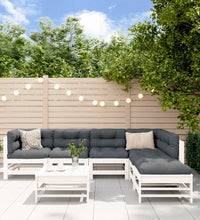 7-tlg. Garten-Lounge-Set mit Kissen Weiß Massivholz