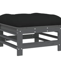 7-tlg. Garten-Lounge-Set mit Kissen Grau Massivholz