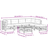 7-tlg. Garten-Lounge-Set mit Kissen Grau Massivholz