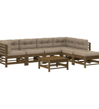 7-tlg. Garten-Lounge-Set mit Kissen Honigbraun Massivholz