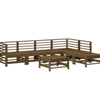 7-tlg. Garten-Lounge-Set mit Kissen Honigbraun Massivholz