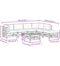 7-tlg. Garten-Lounge-Set mit Kissen Honigbraun Massivholz