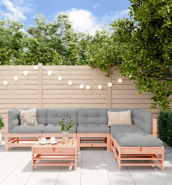 7-tlg. Garten-Lounge-Set mit Kissen Massivholz Douglasie