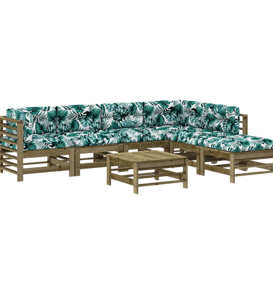 7-tlg. Garten-Lounge-Set mit Kissen Imprägniertes Kiefernholz