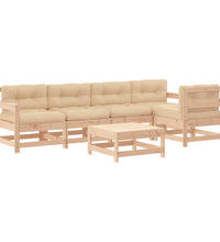 6-tlg. Garten-Lounge-Set mit Kissen Massivholz
