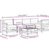 6-tlg. Garten-Lounge-Set mit Kissen Massivholz