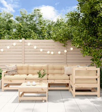 6-tlg. Garten-Lounge-Set mit Kissen Massivholz