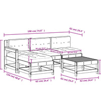 5-tlg. Garten-Lounge-Set mit Kissen Massivholz