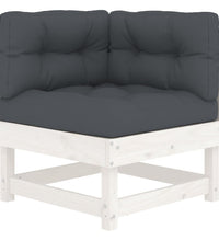10-tlg. Garten-Lounge-Set mit Kissen Weiß Massivholz