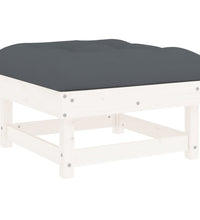 10-tlg. Garten-Lounge-Set mit Kissen Weiß Massivholz