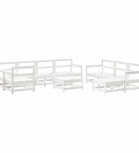 10-tlg. Garten-Lounge-Set mit Kissen Weiß Massivholz