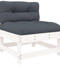10-tlg. Garten-Lounge-Set mit Kissen Weiß Massivholz